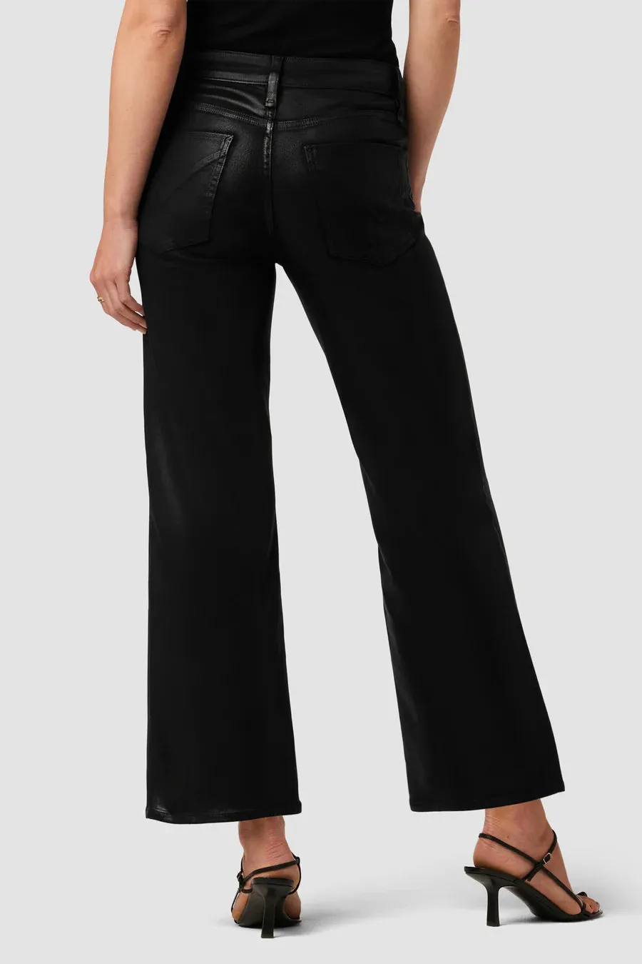Rosie High Rise Wide Leg Ankle - Coated Black