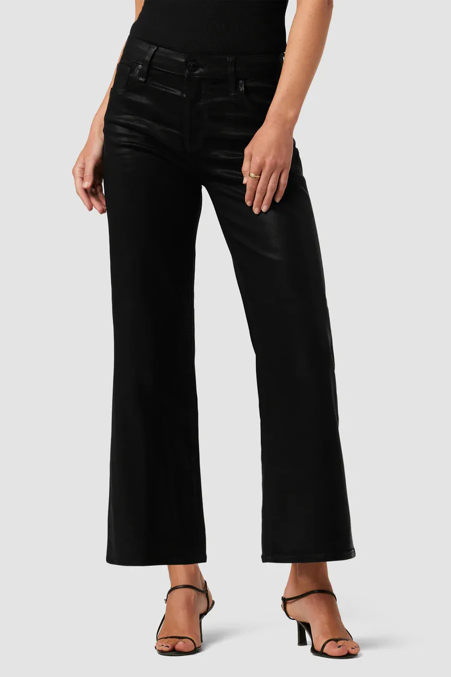 Rosie High Rise Wide Leg Ankle - Coated Black