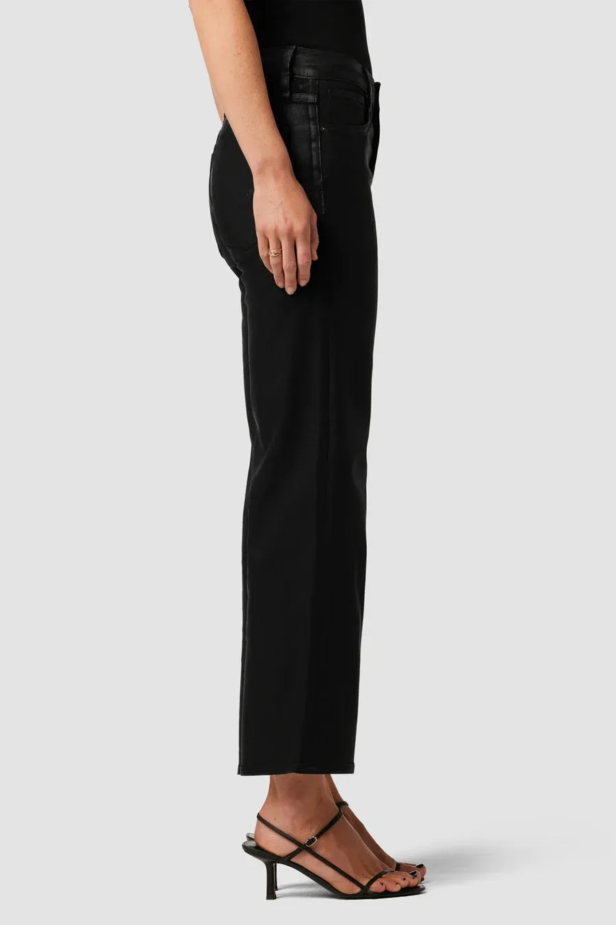 Rosie High Rise Wide Leg Ankle - Coated Black