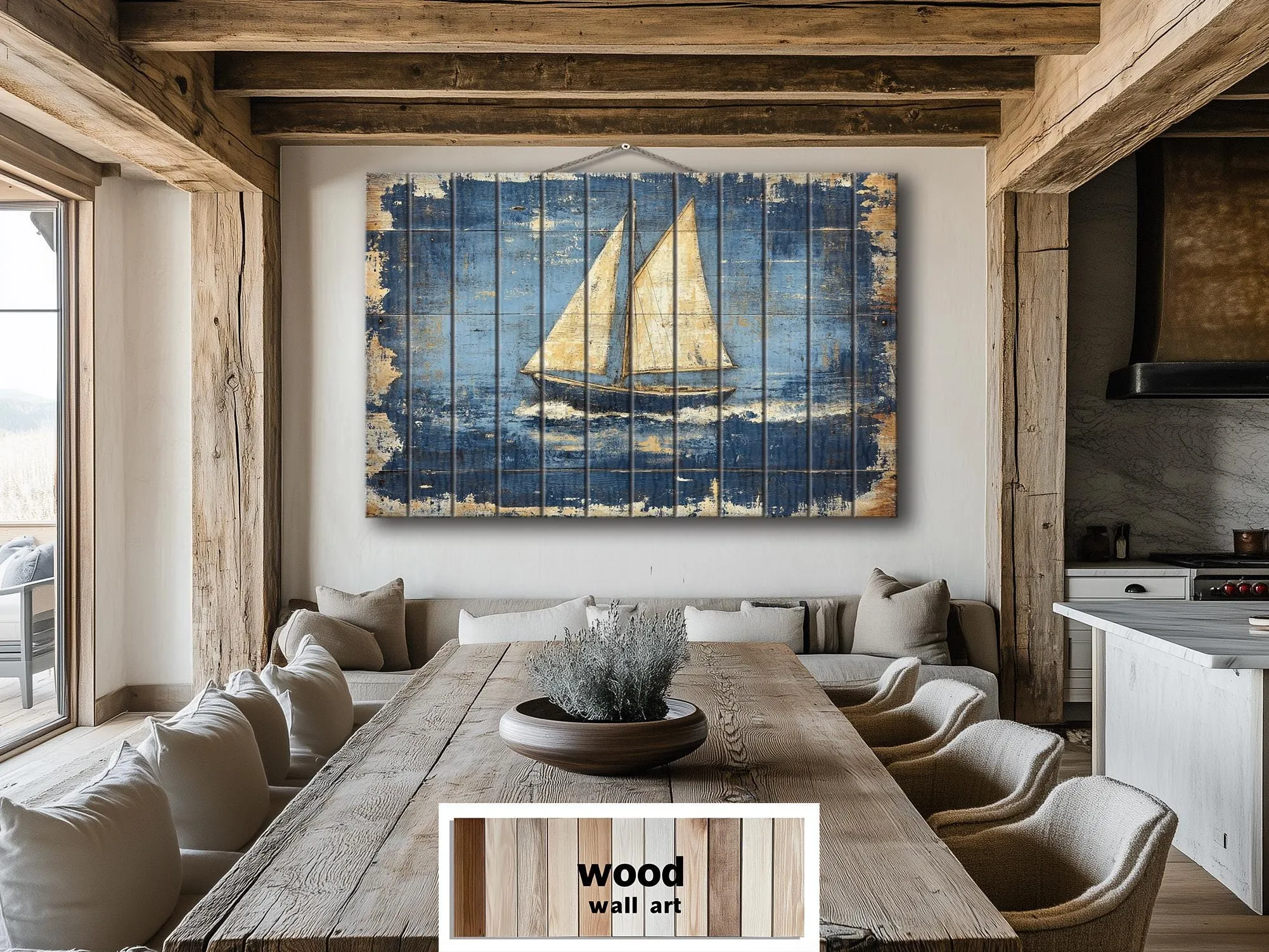 Rustic Sailboat Wood Sign Wall Art For Beach House