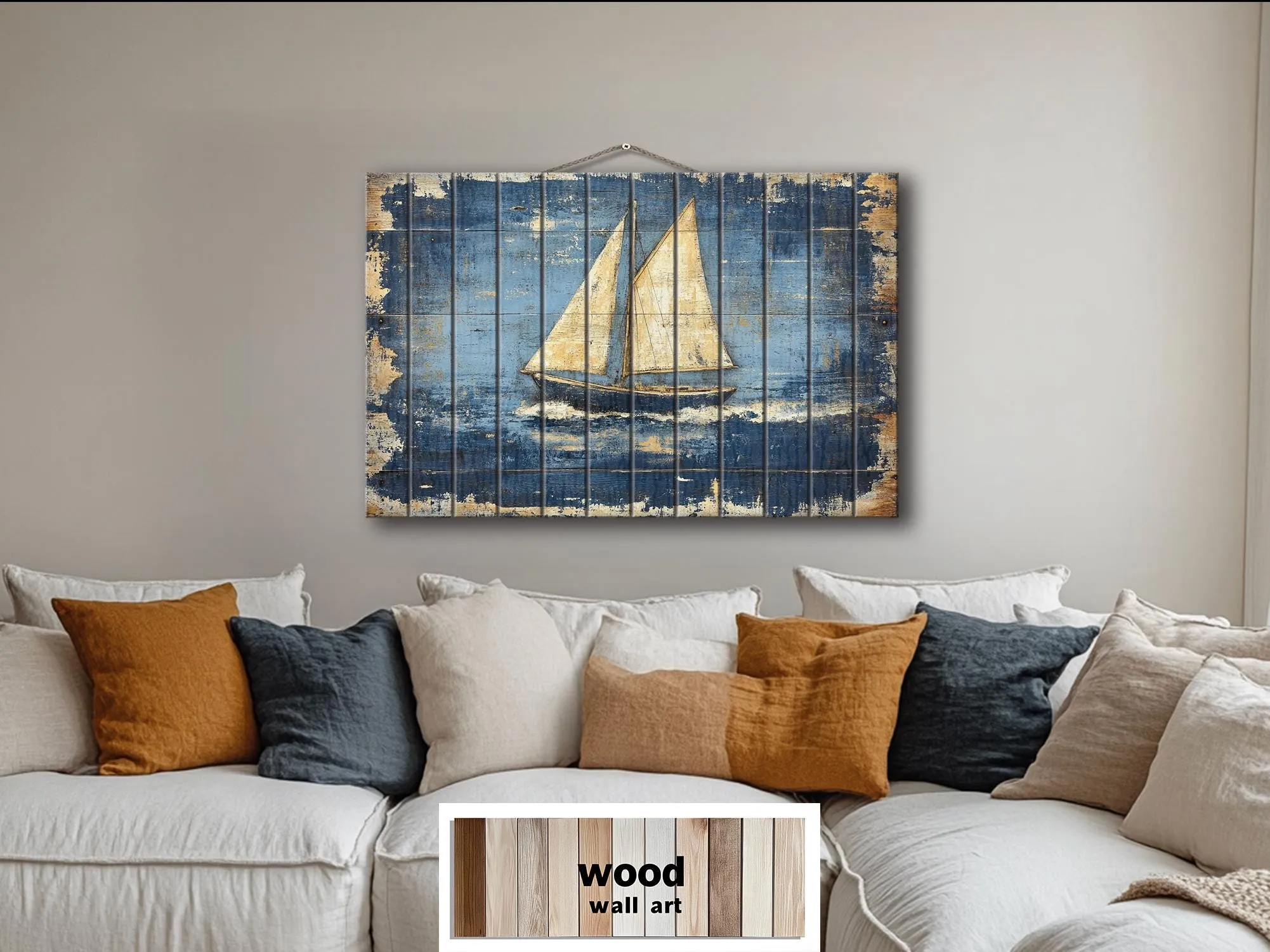 Rustic Sailboat Wood Sign Wall Art For Beach House