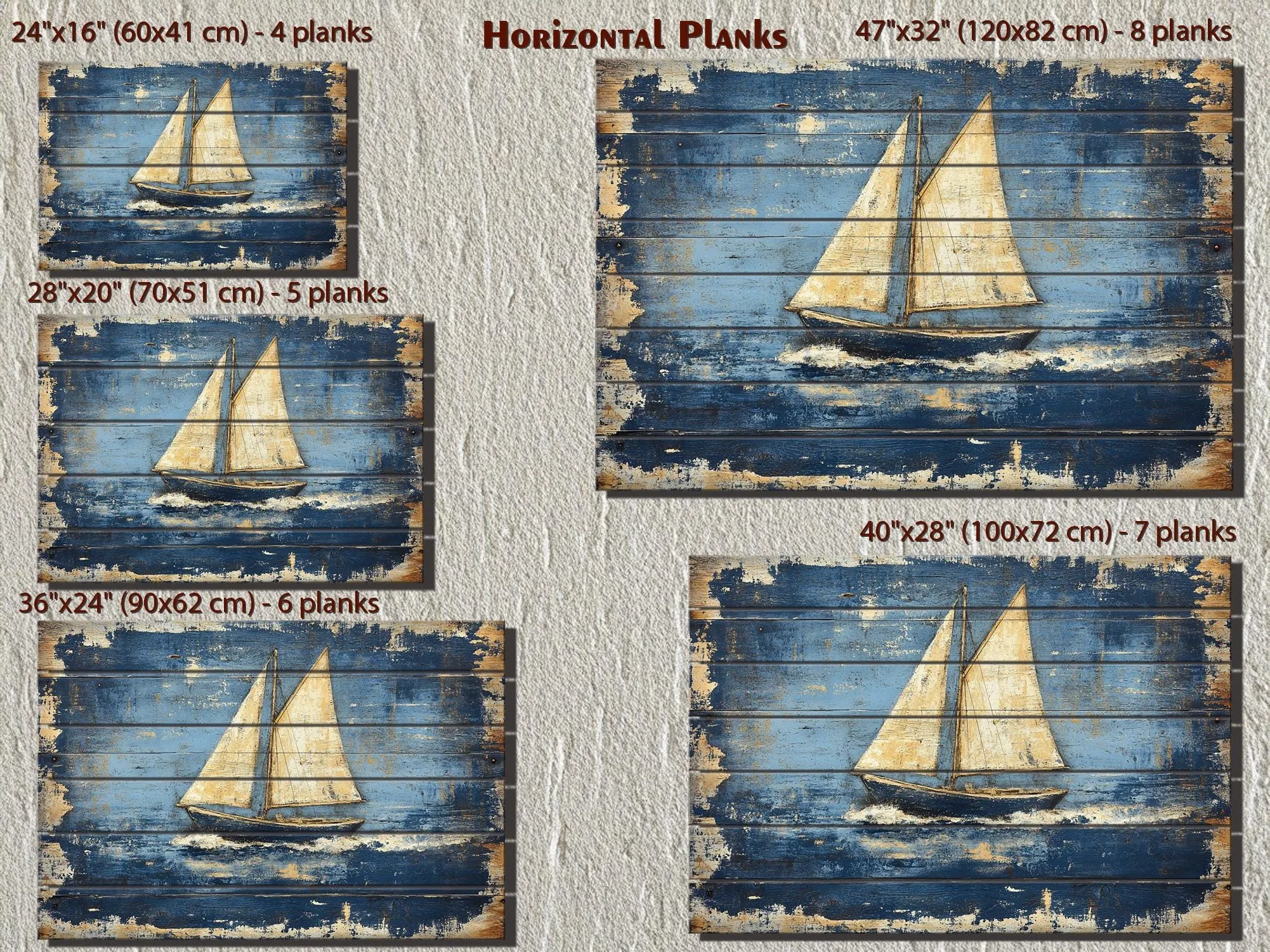 Rustic Sailboat Wood Sign Wall Art For Beach House