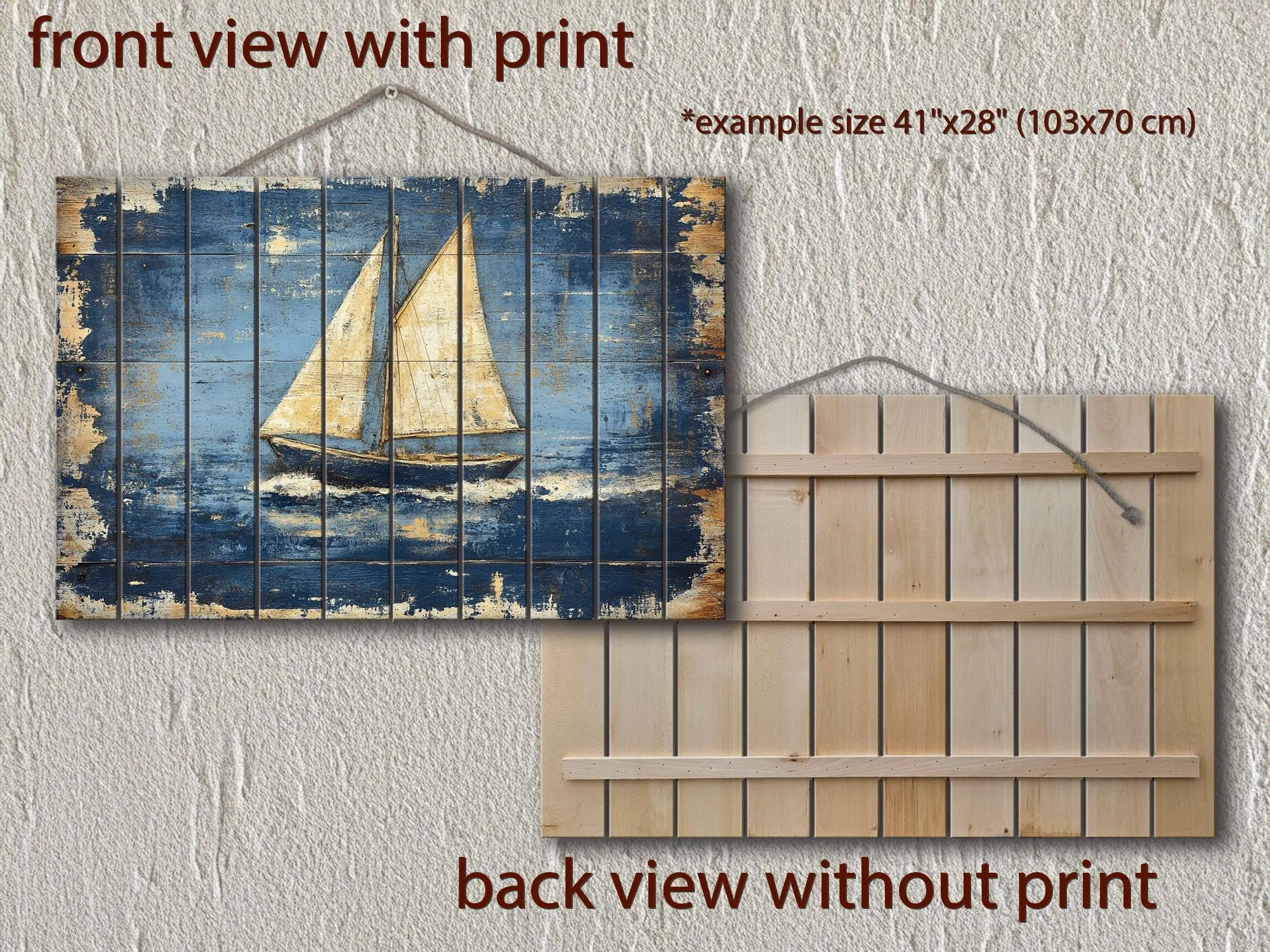 Rustic Sailboat Wood Sign Wall Art For Beach House