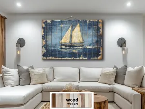 Rustic Sailboat Wood Sign Wall Art For Beach House