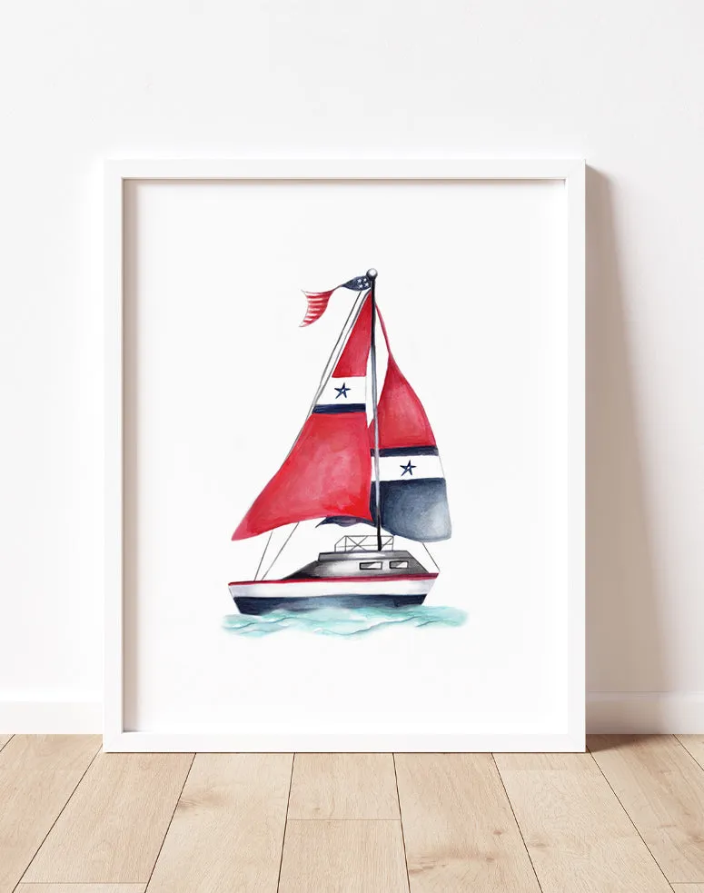 Sail Boat Nursery Art Print