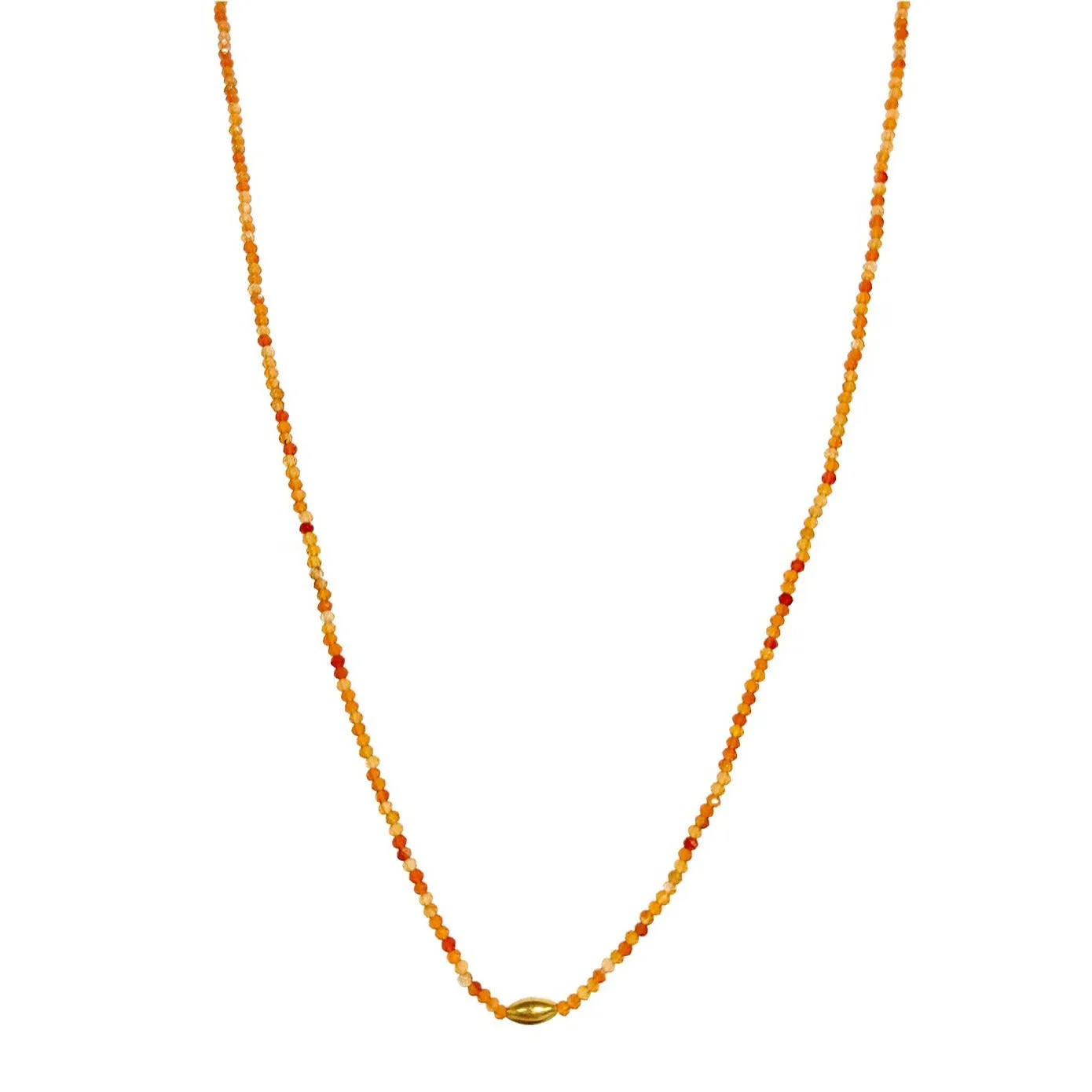 SALE! Beaded Carnelian Necklace with 18k Gold Bead by Margaret Solow
