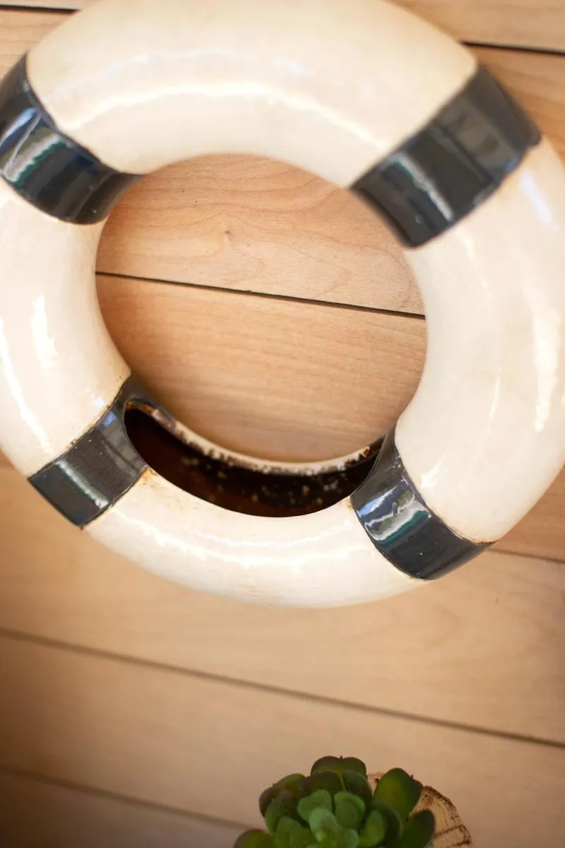 Set of 2 Ceramic Life Ring Wall Planters