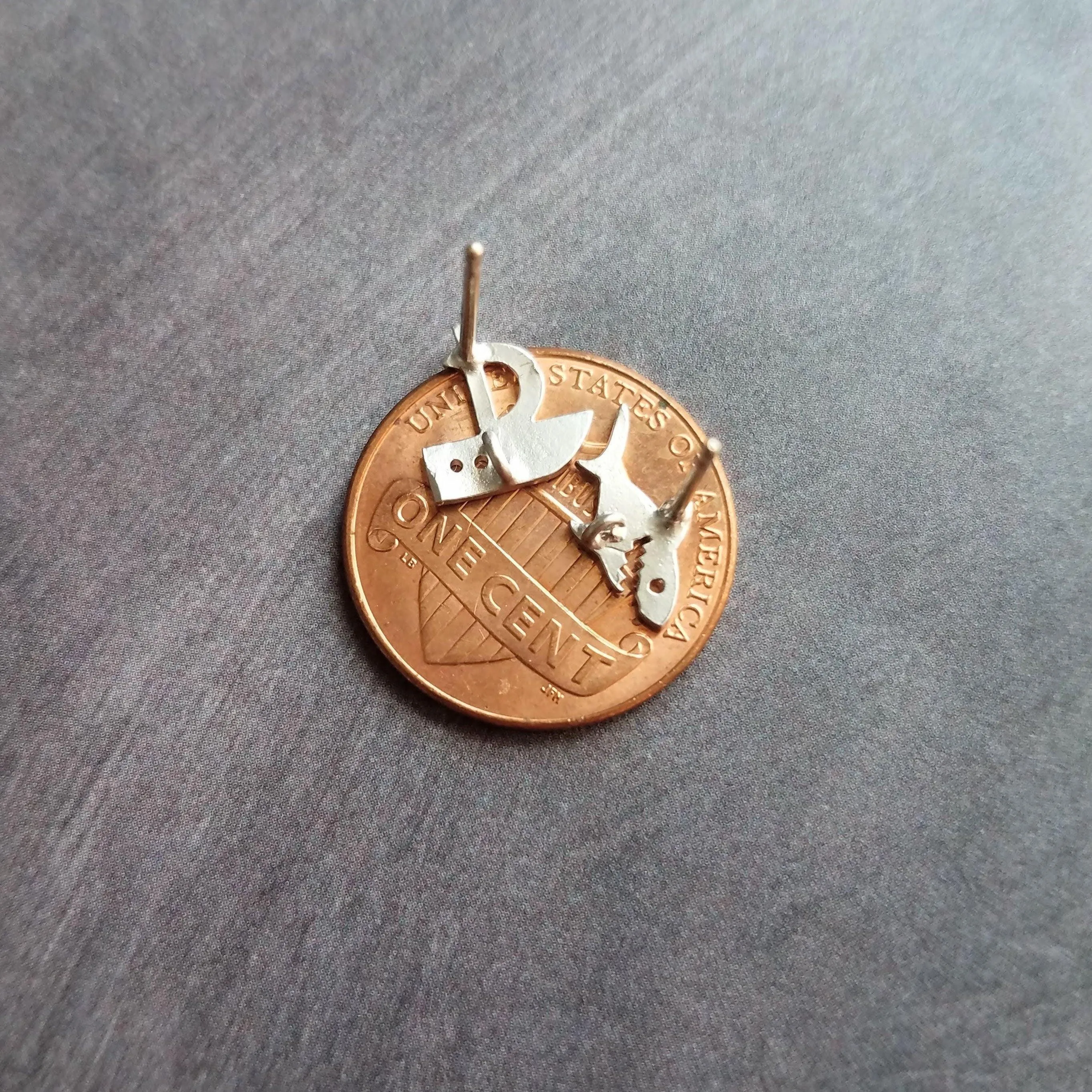 Shark Boat Earrings, shark stud, boat stud, gold shark earring, silver shark, small little stud, mismatched studs .925 sterling silver posts