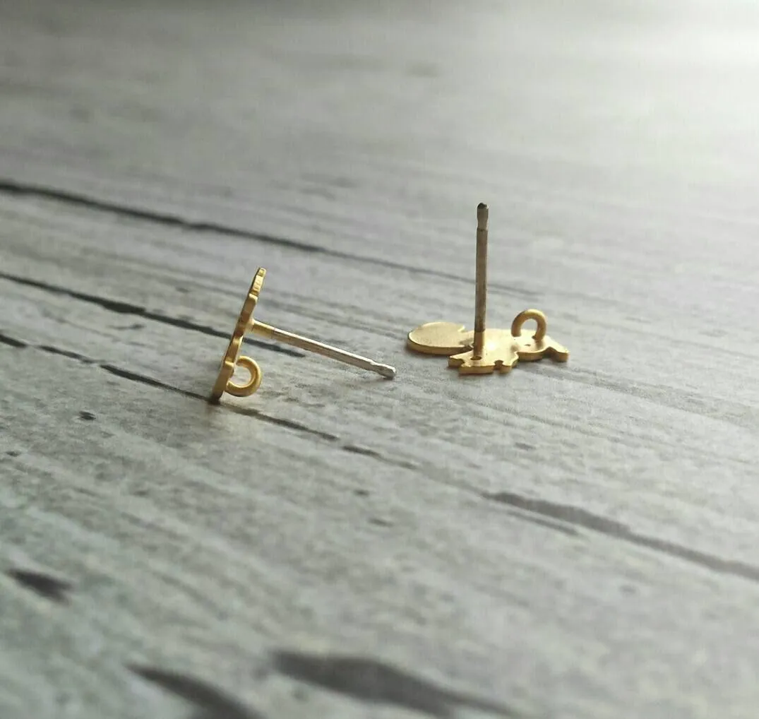 Shark Boat Earrings, shark stud, boat stud, gold shark earring, silver shark, small little stud, mismatched studs .925 sterling silver posts