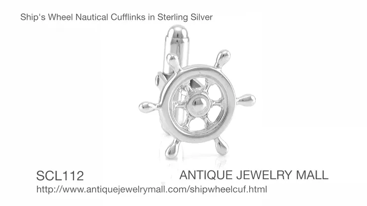 Ship's Wheel Nautical Cufflinks in Solid Sterling Silver