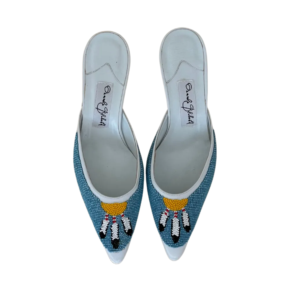 Signed Manolo Blahnik Beaded Mules (37.5)