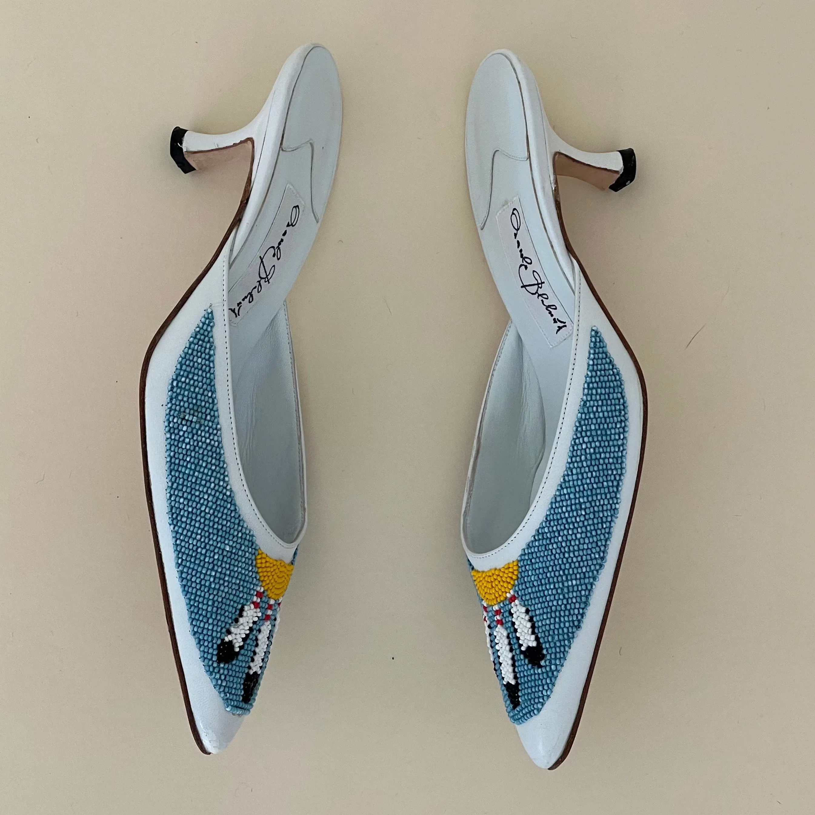 Signed Manolo Blahnik Beaded Mules (37.5)