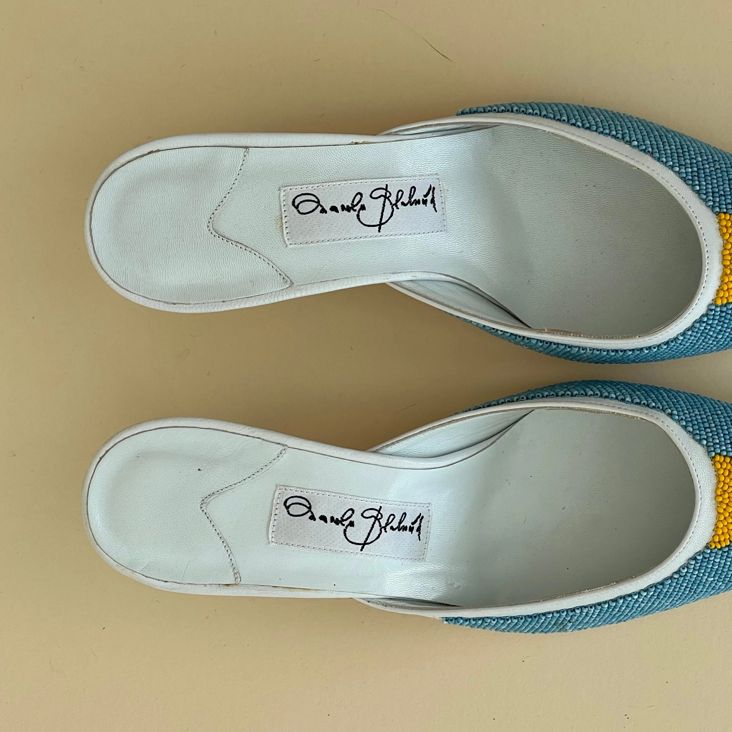 Signed Manolo Blahnik Beaded Mules (37.5)
