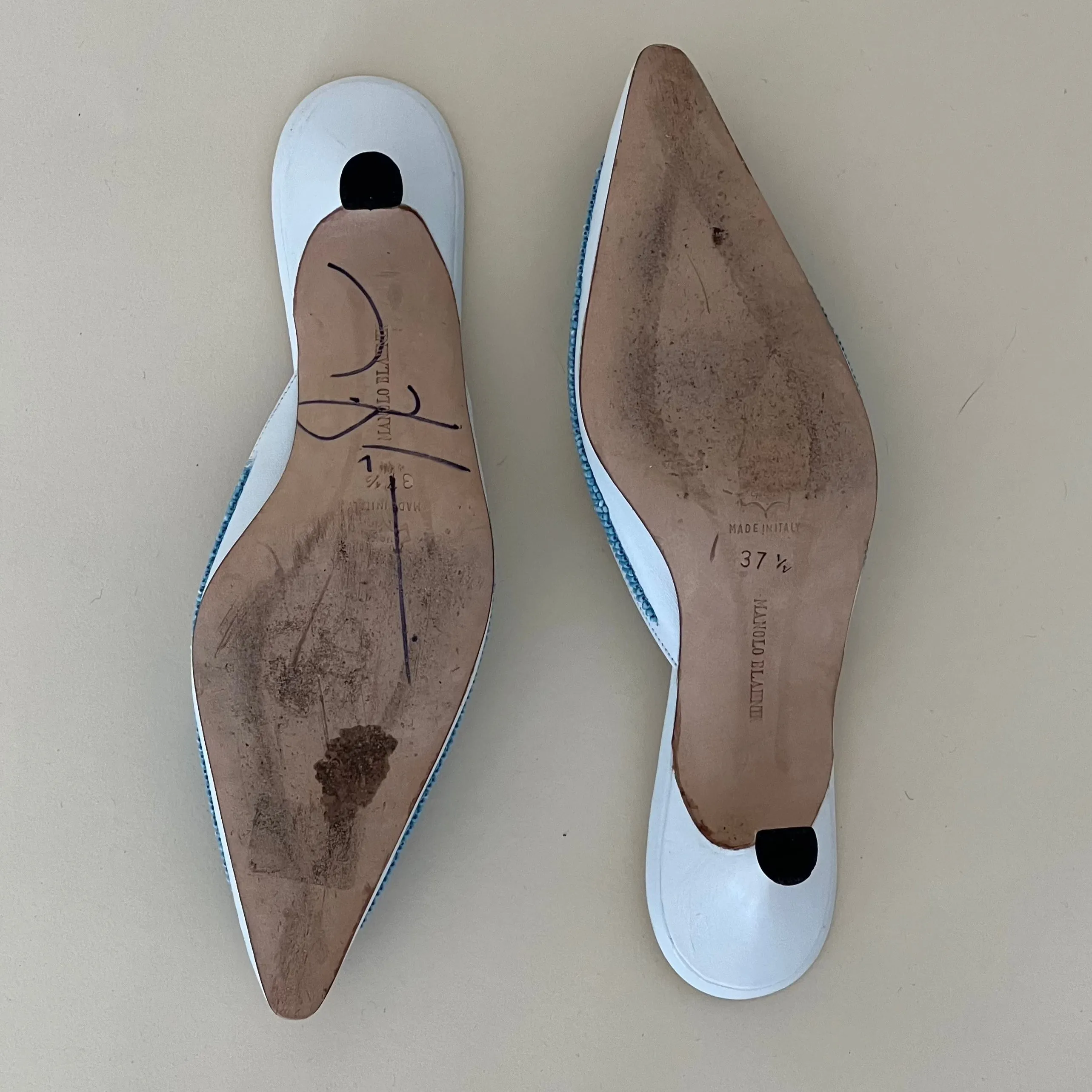 Signed Manolo Blahnik Beaded Mules (37.5)