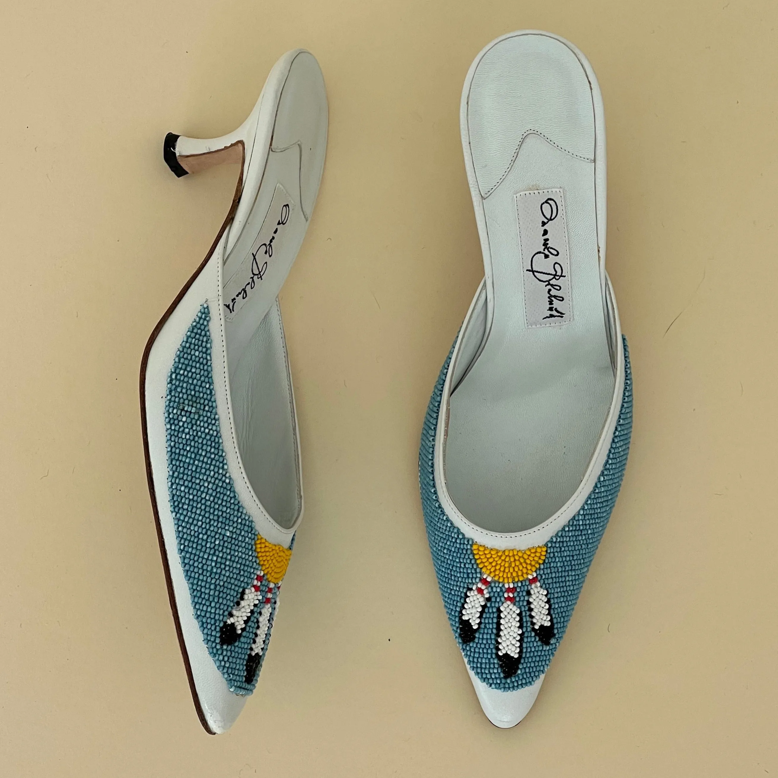 Signed Manolo Blahnik Beaded Mules (37.5)