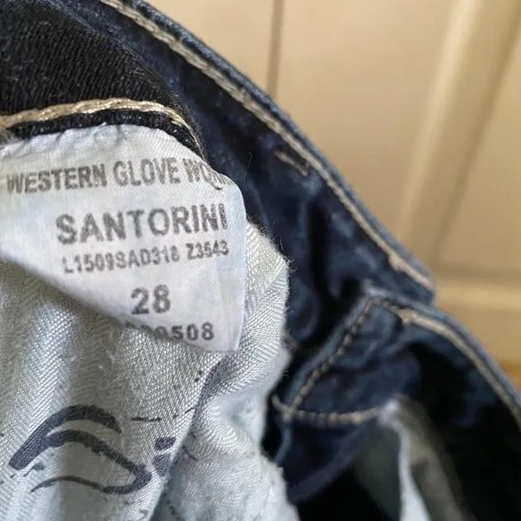 Silver Women's Santorini Dark Wash Cropped Ankle Factory Faded Jeans Size 28