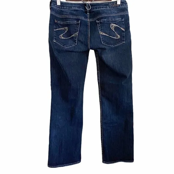 Silver Women's Santorini Dark Wash Cropped Ankle Factory Faded Jeans Size 28