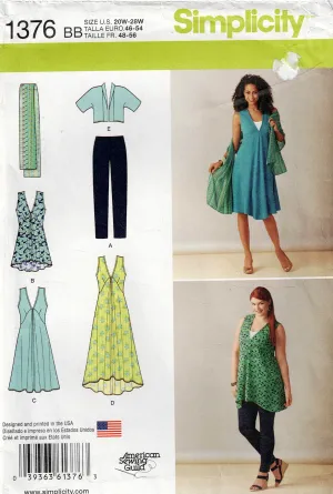 Simplicity 1376 Womens Summer Capsule Wardrobe Out Of Print Sewing Pattern Size 20W - 28W UNCUT Factory Folded