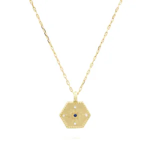 Small 14k Diamond & Sapphire Evil Eye Pendant Necklace