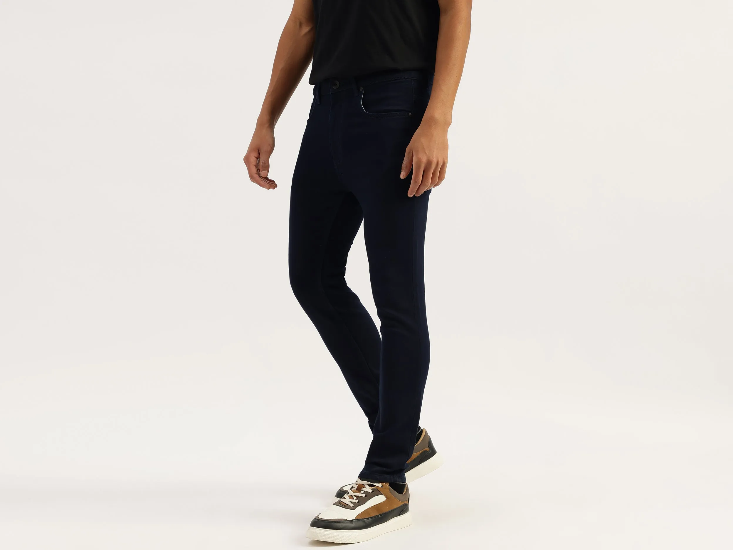 Solid Low Crotch Fit Rinse Wash Jeans