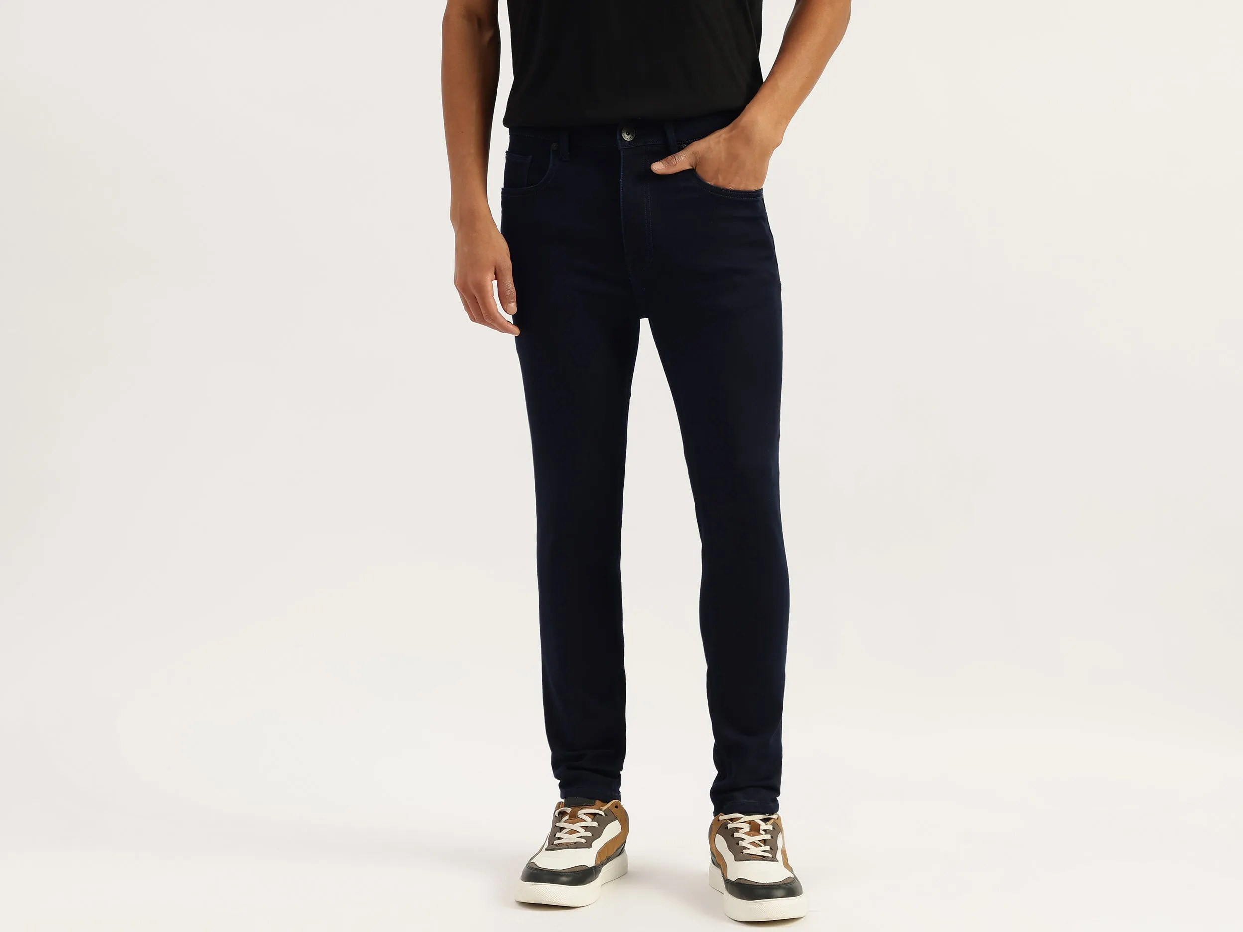 Solid Low Crotch Fit Rinse Wash Jeans