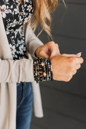 Spark Of Love Stackable Bracelet Set- Black