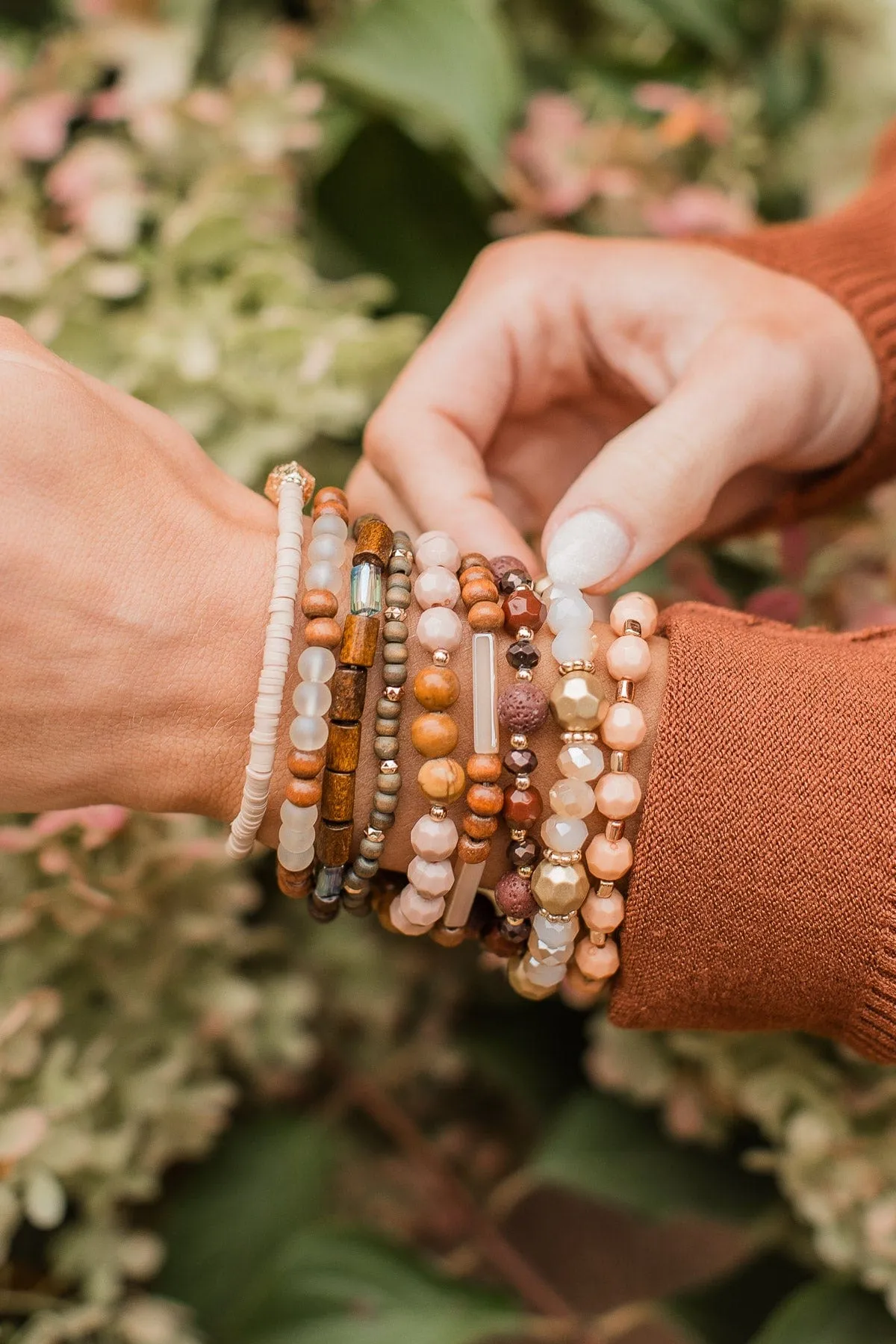 Spark Of Love Stackable Bracelet Set- Brown