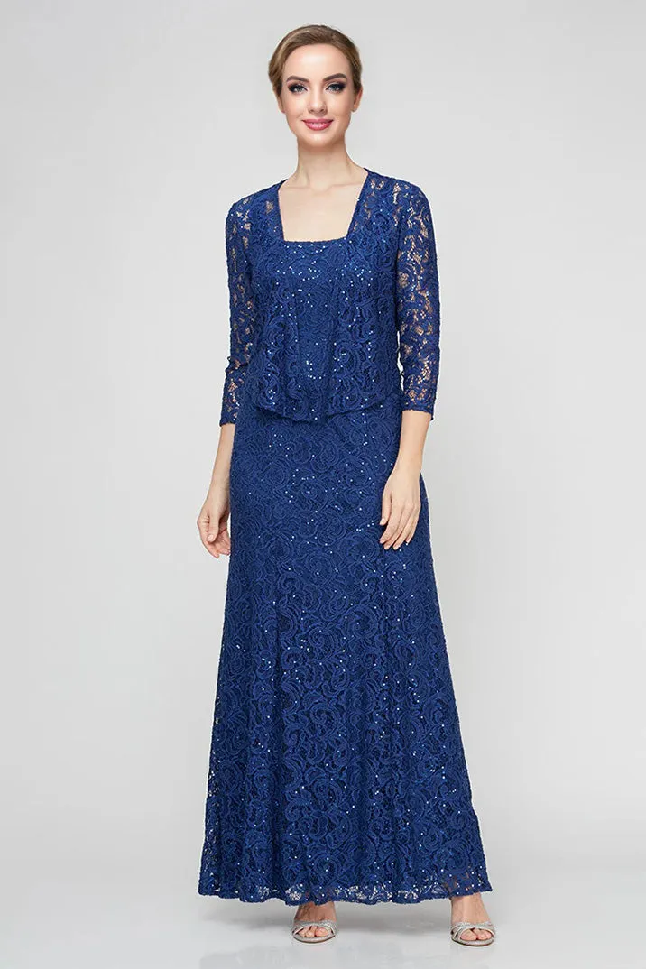 Square Neck Lace 2 Pieces A Line Ankle Length Mother of The Bride Dress
