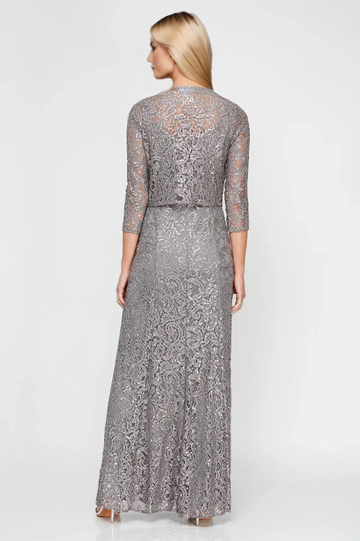 Square Neck Lace 2 Pieces A Line Ankle Length Mother of The Bride Dress