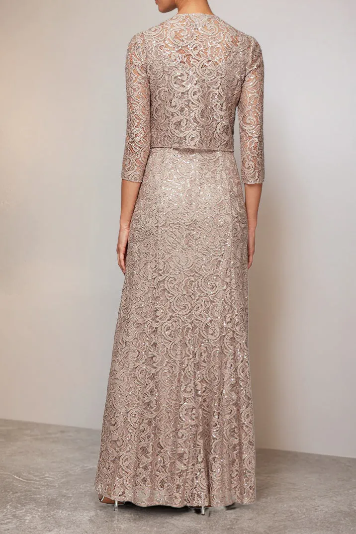 Square Neck Lace 2 Pieces A Line Ankle Length Mother of The Bride Dress