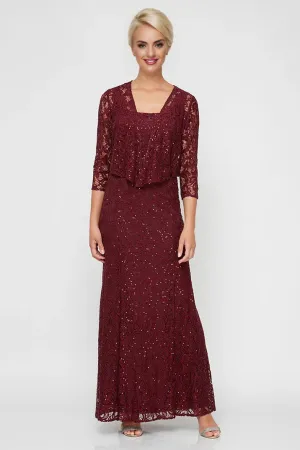 Square Neck Lace 2 Pieces A Line Ankle Length Mother of The Bride Dress