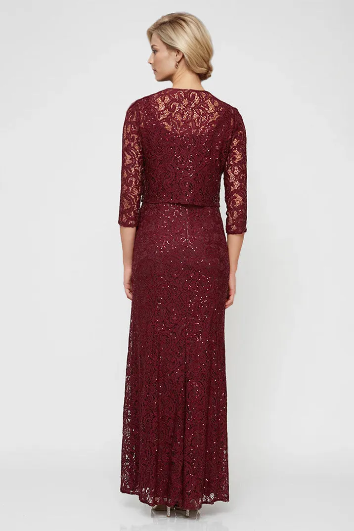 Square Neck Lace 2 Pieces A Line Ankle Length Mother of The Bride Dress