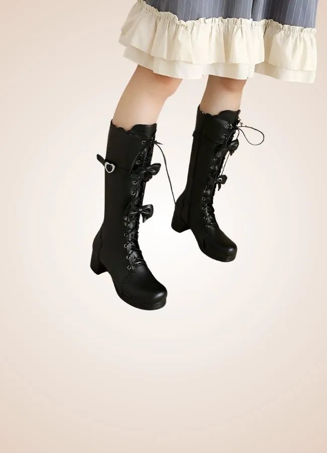 Steampunk Lace Up Lolita Boots