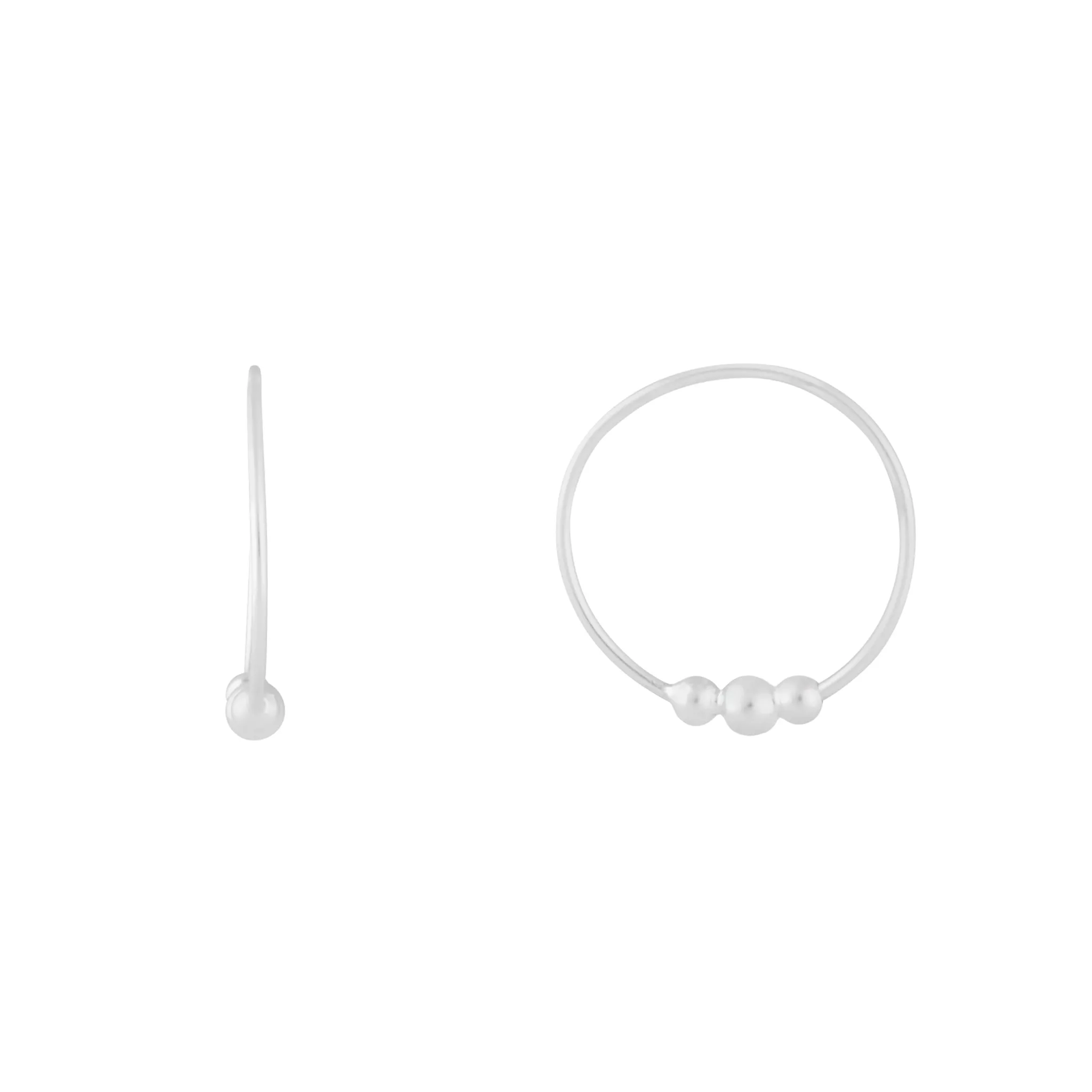 Sterling Silver Beaded Detail Hoops