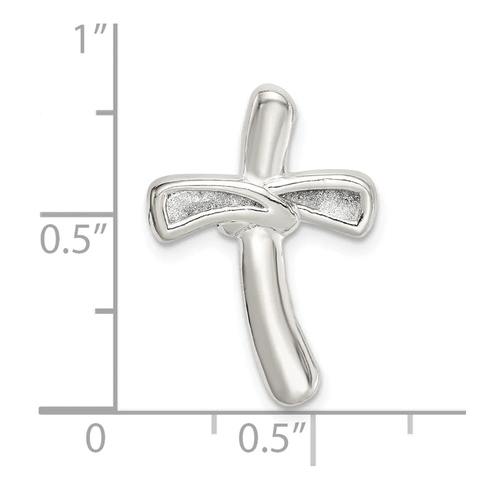 Sterling Silver Glitter Infused Cross Chain Slide