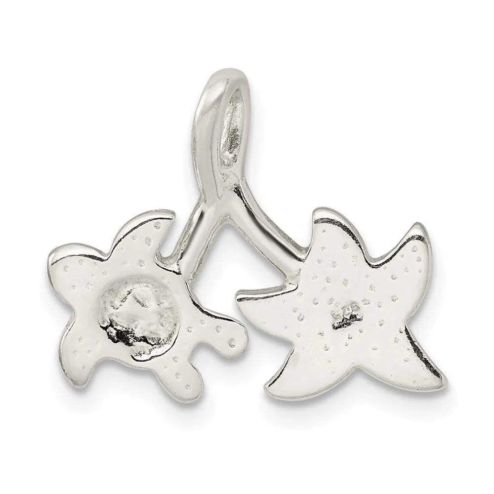 Sterling Silver Glitter Infused Star Fish and Turtle Chain Slide