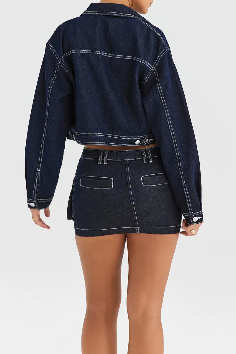 StreetVibe Cropped Denim Zip-Up Jacket
