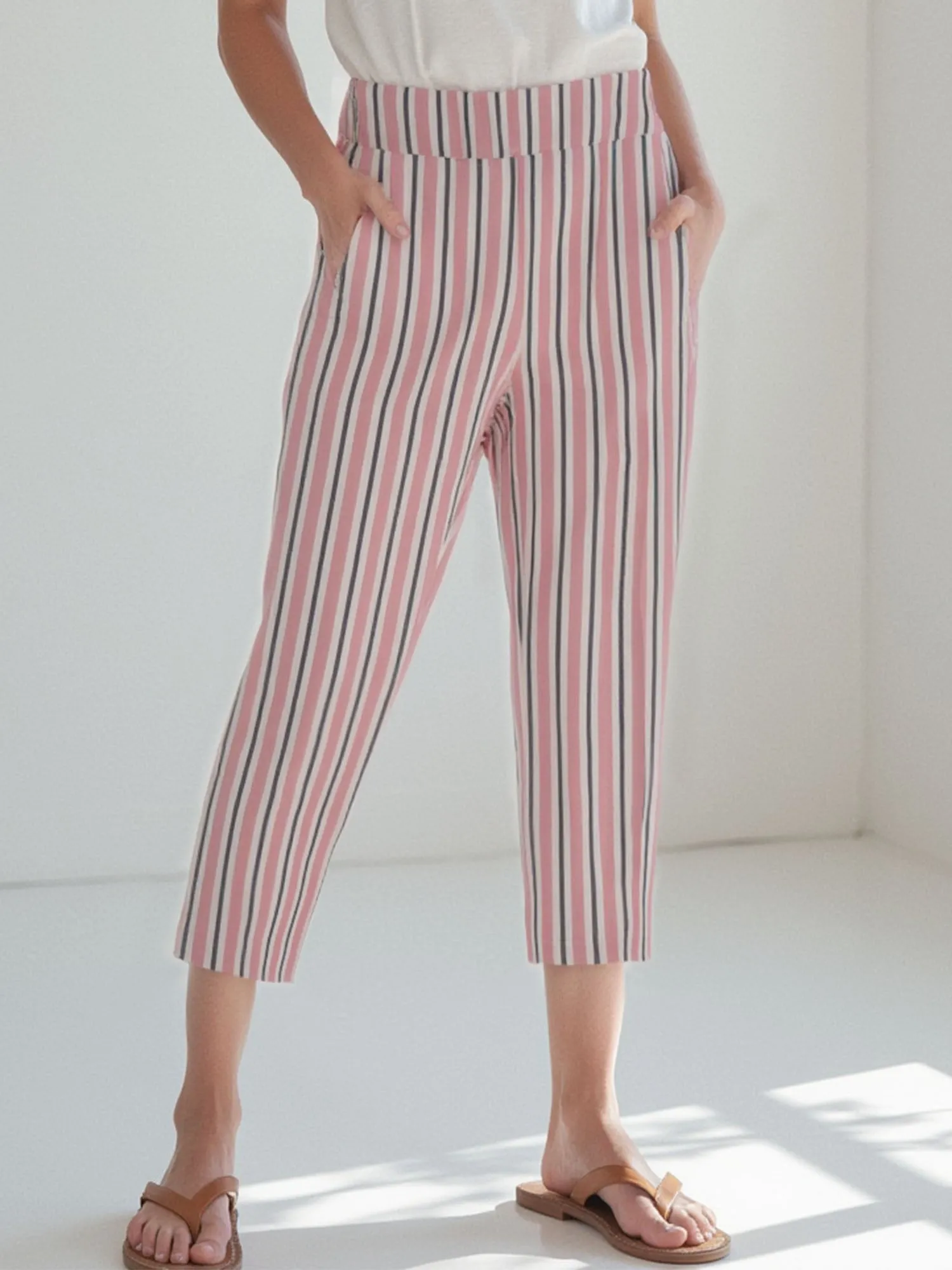 Striped Bengaline Pull On Pant