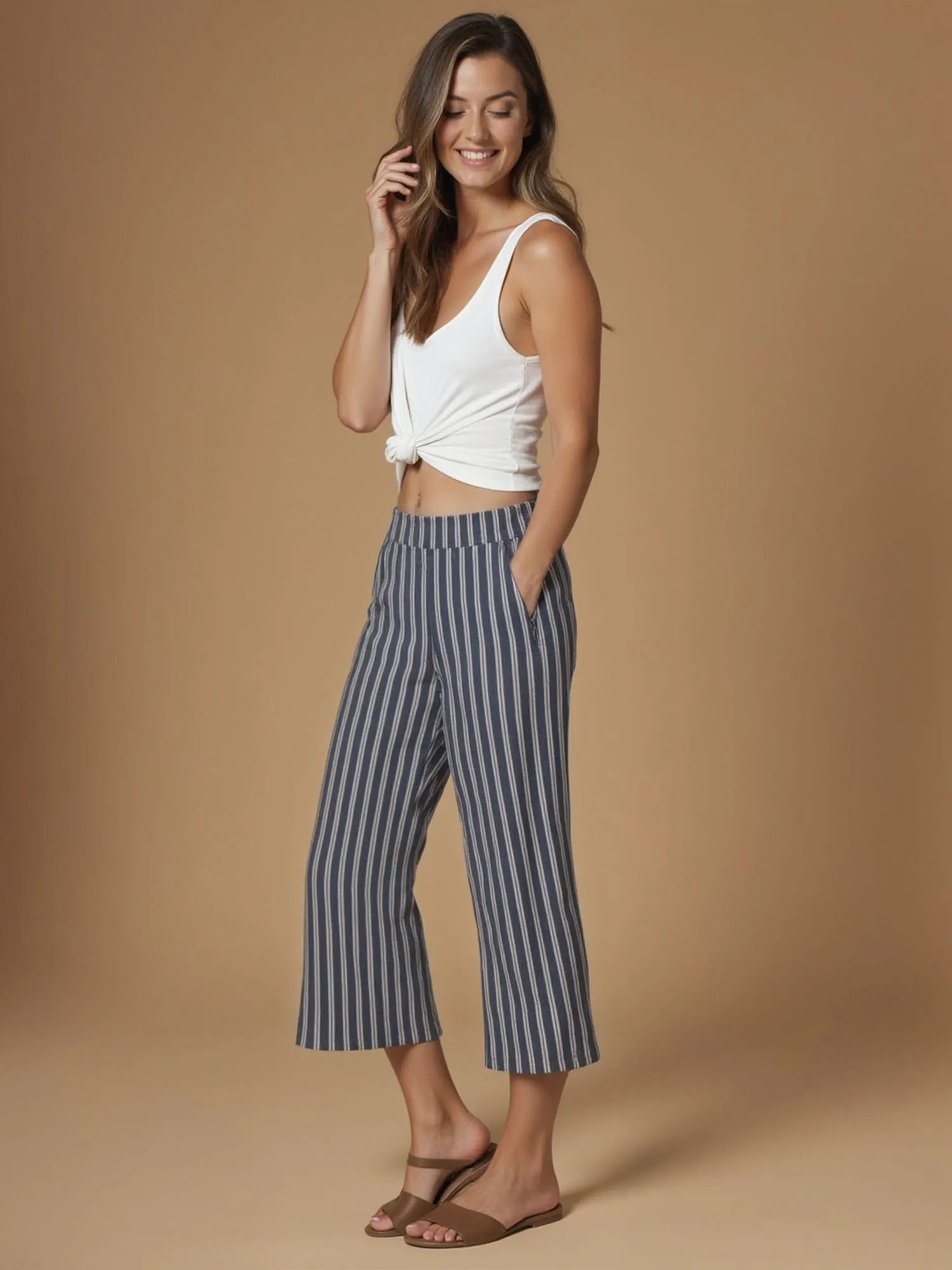 Striped Bengaline Pull On Pant