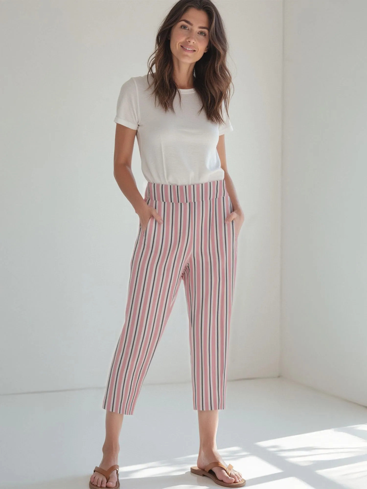 Striped Bengaline Pull On Pant