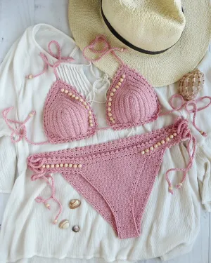 Sunsapote Crocheted Bikini Set With Beads