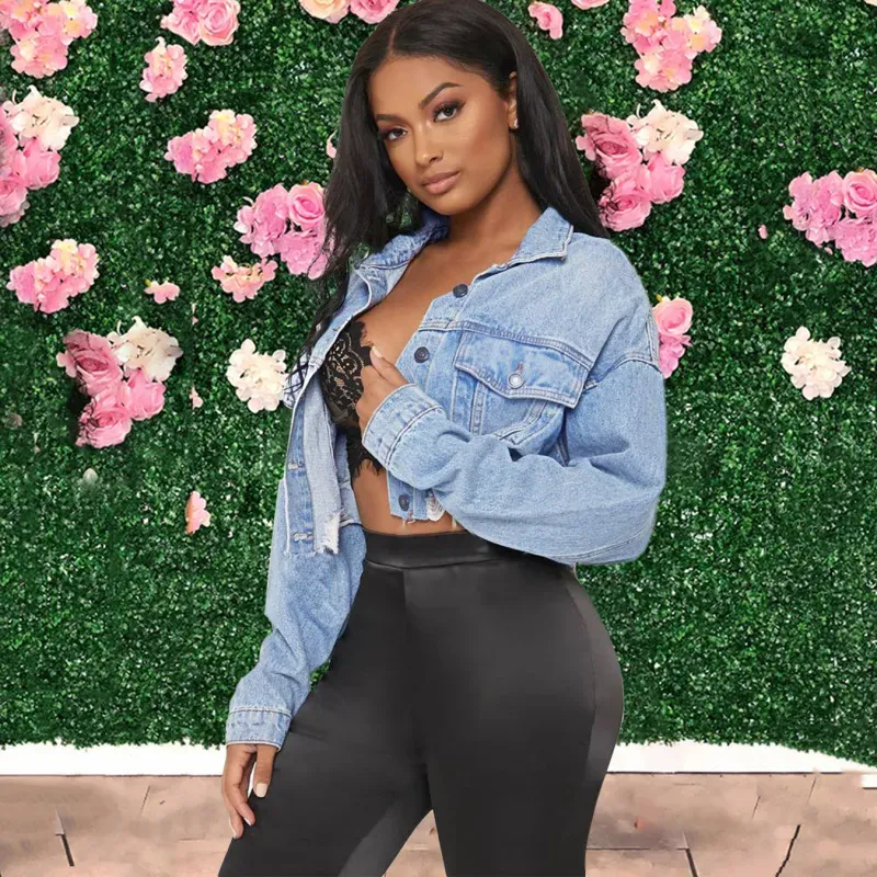 Swagger Cropped Distressed Denim Jacket