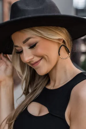 Take Your Pick Teardrop Earrings- Black & Gold