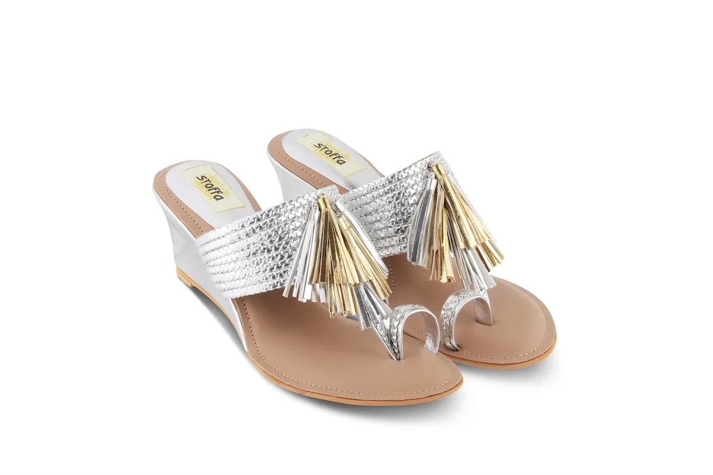 Tassle Low K Wedges Silver Gold