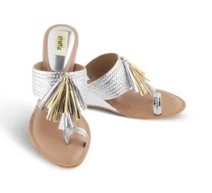 Tassle Low K Wedges Silver Gold