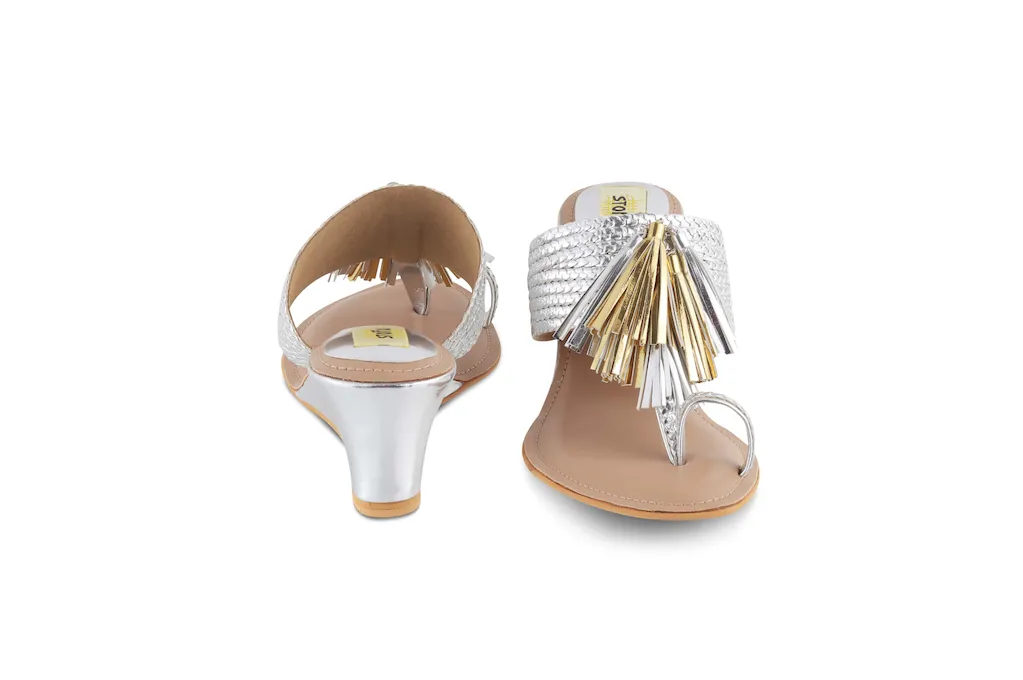 Tassle Low K Wedges Silver Gold