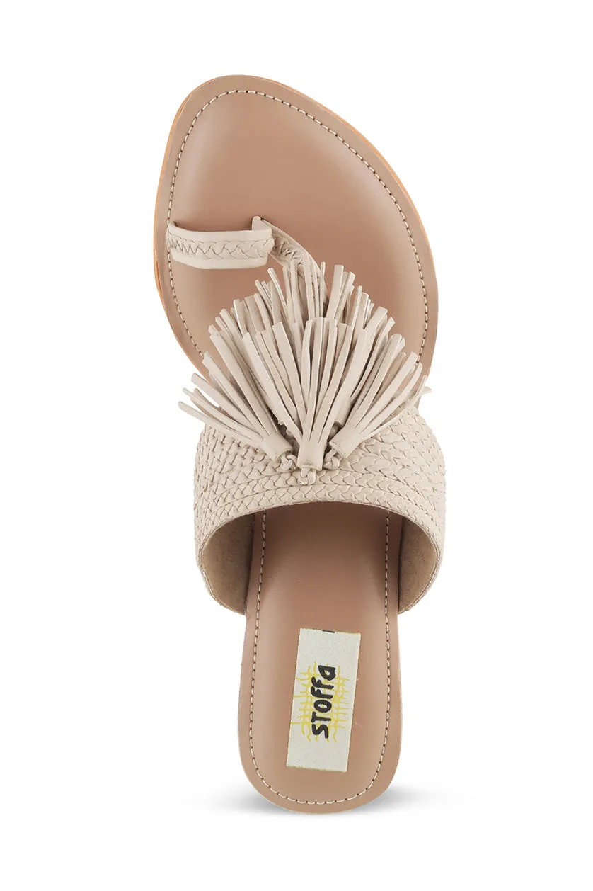 Tassle Low K Wedges Taupe