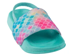 Toddler Girls Pastel Glitter Rainbow Mermaid Slide with Elastic Backstrap