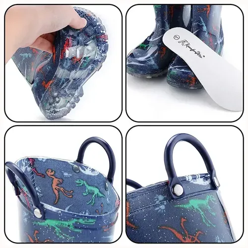 Toddler Light Up Rain Boots  Dinosaur for Boys  - KkomForme