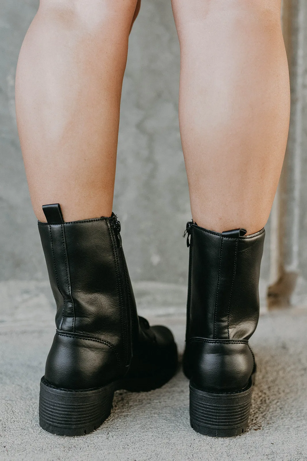 Tressa Patent Combat Boot - Black